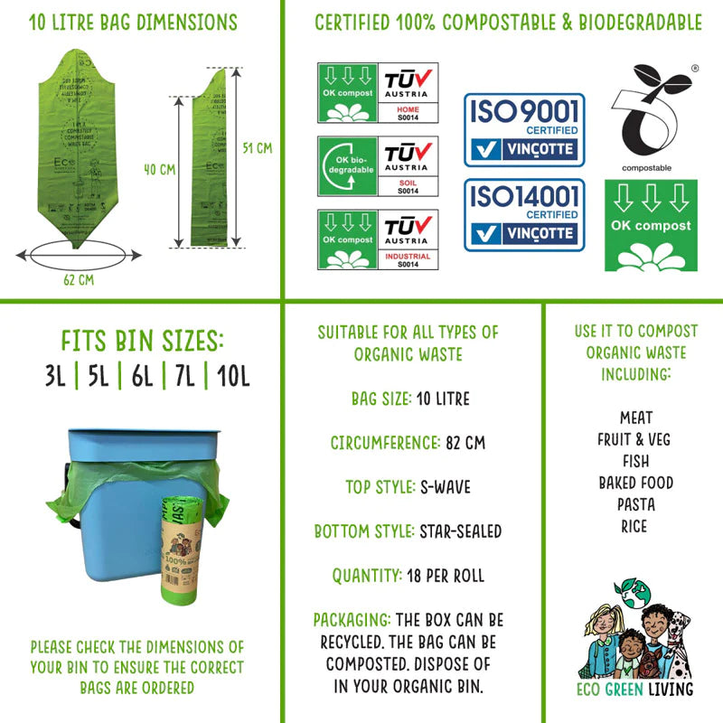 Compostable Waste Bags 10 Litres