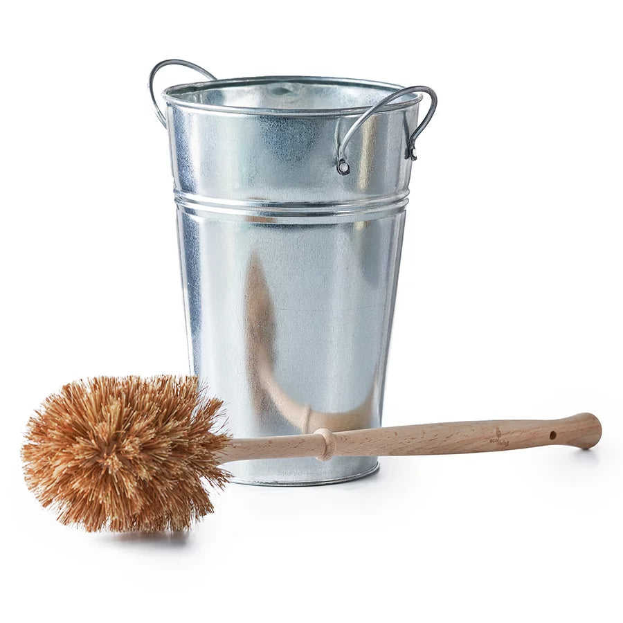 Natural Toilet brush with Holder set silver steel plastic free eco friendly eco living