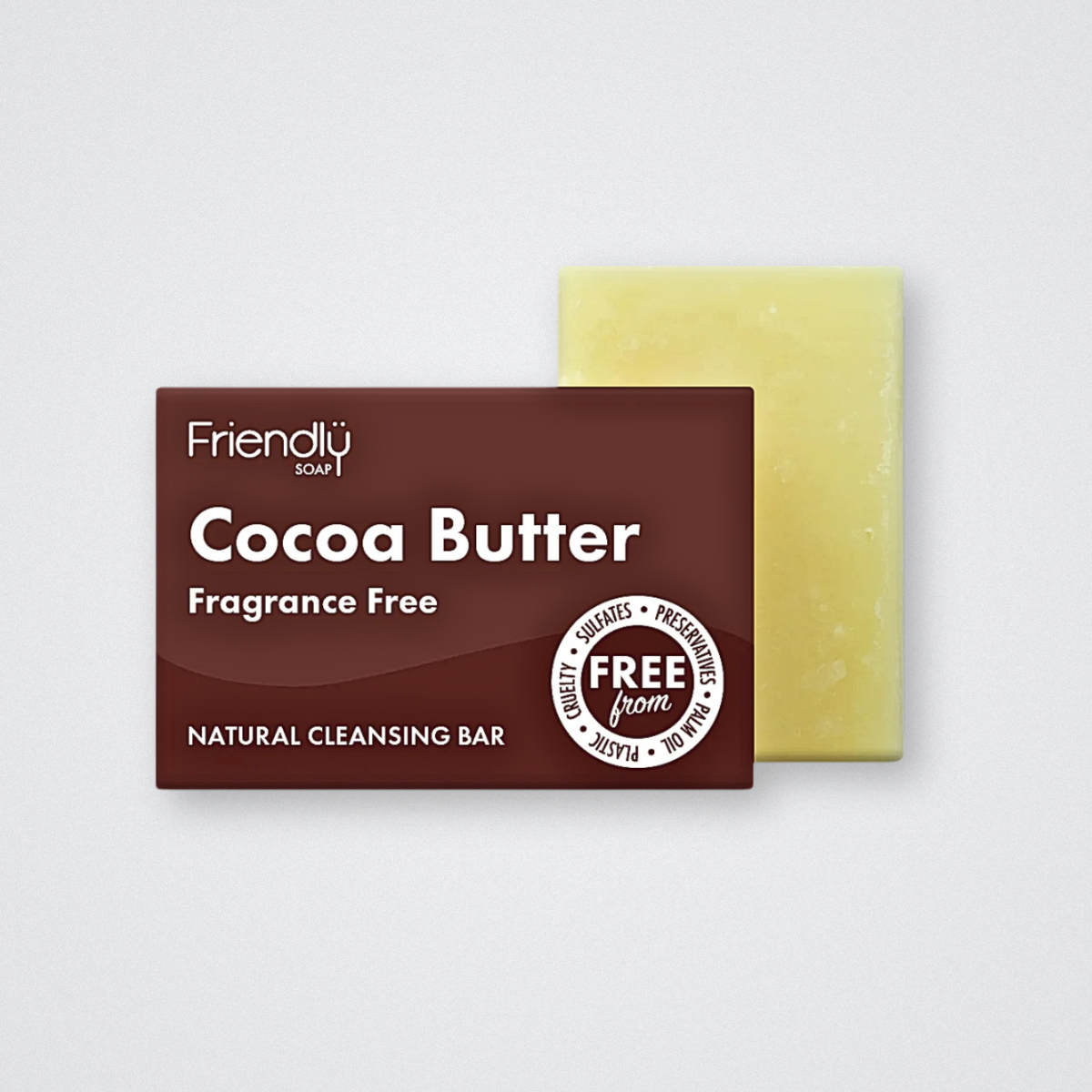 friendly face cleansing bar cocoa butter fragrance free natural vegan handmade sulfate free plastic free palm oil free