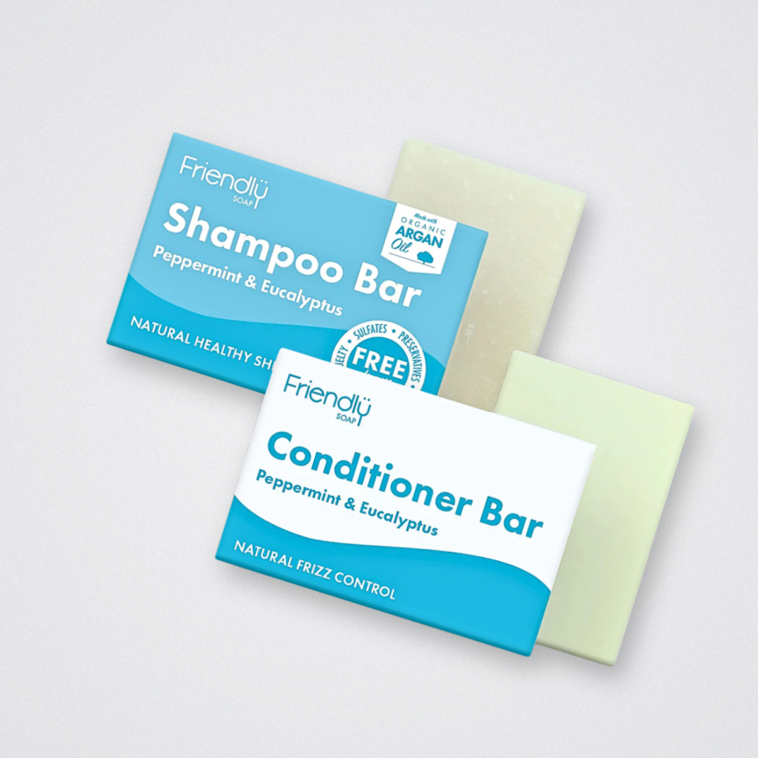 Friendly Soap Shampoo and Conditioner Bar Peppermint and Eucalyptus, Plastic Free, Preservative free, sulfate free sulphate free, natural ingredients only