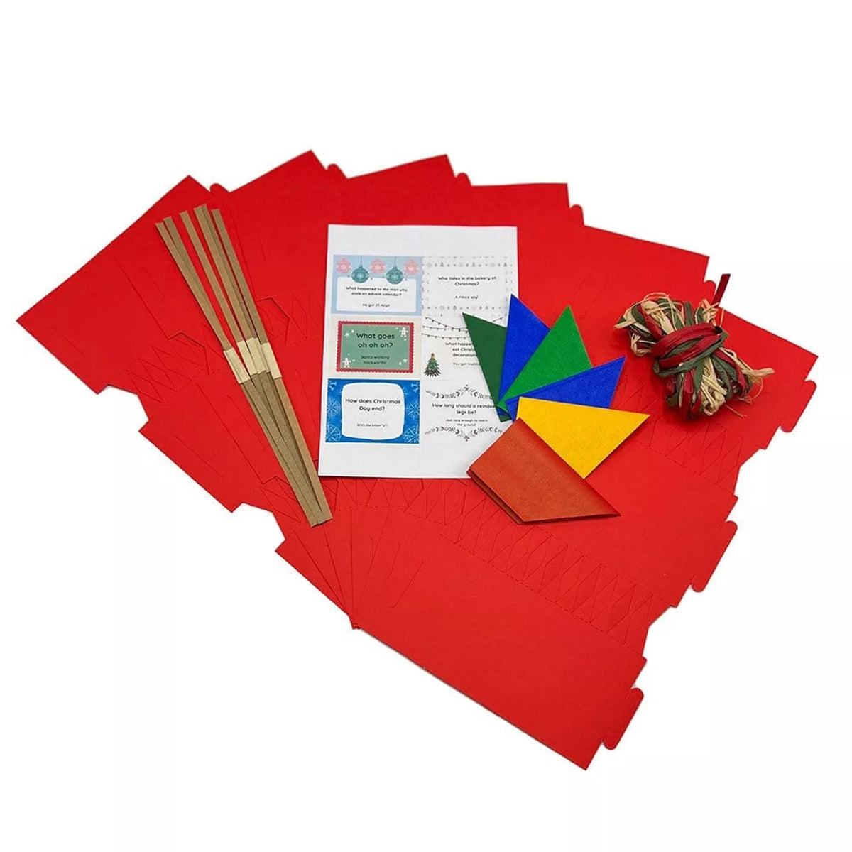 Red Linen Effect Christmas Cracker Making Kit Eco Friendly Paper DIY and Keep