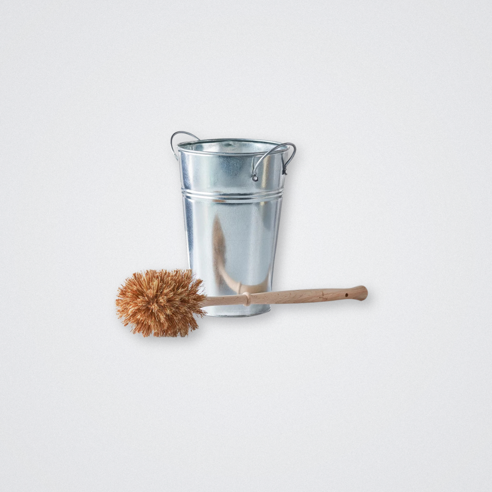 Natural Toilet brush with Holder set silver steel plastic free eco friendly eco living