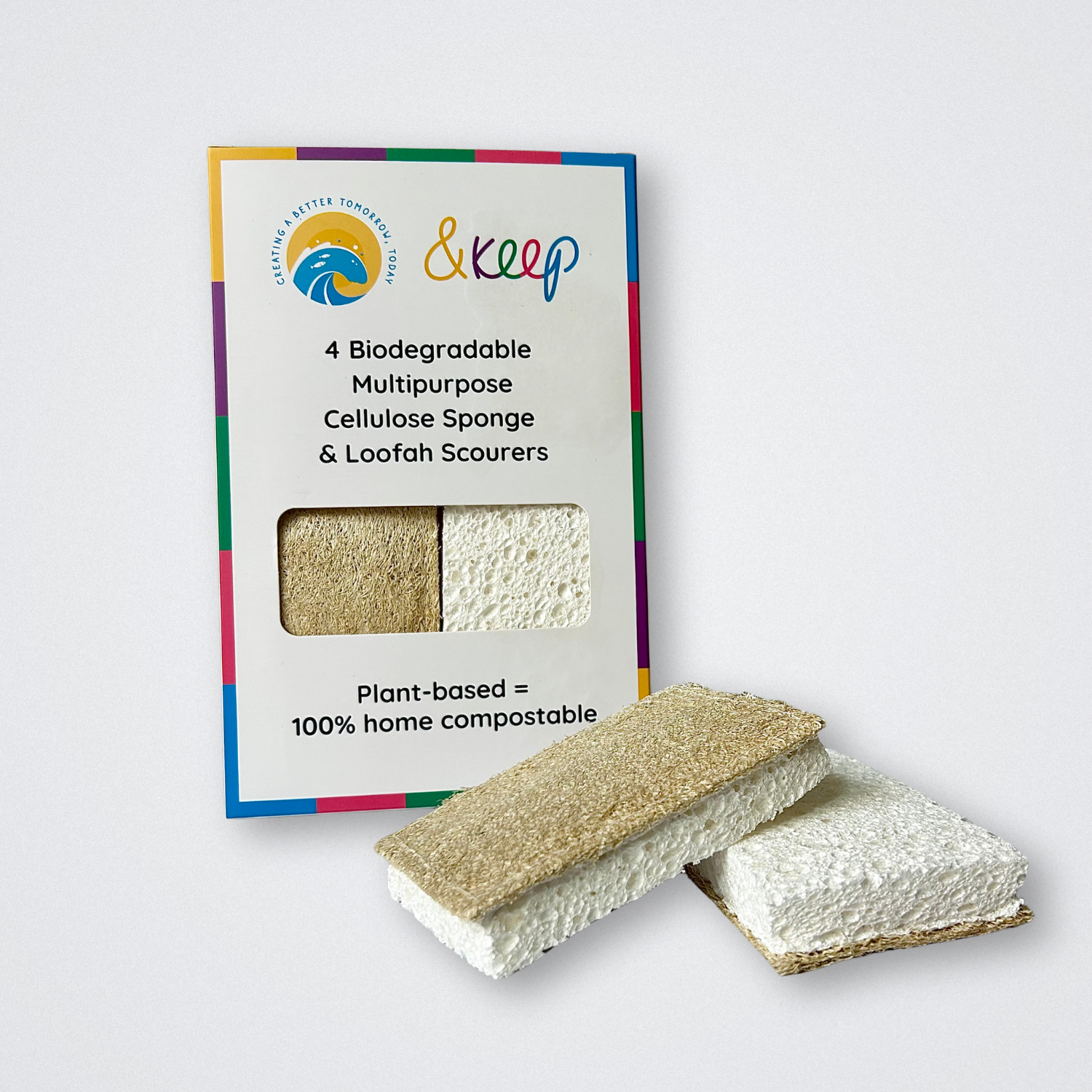 Pack of 4 Sisal Plastic Free Vegan Natural Kitchen Sponge Scourer &keep Washing up