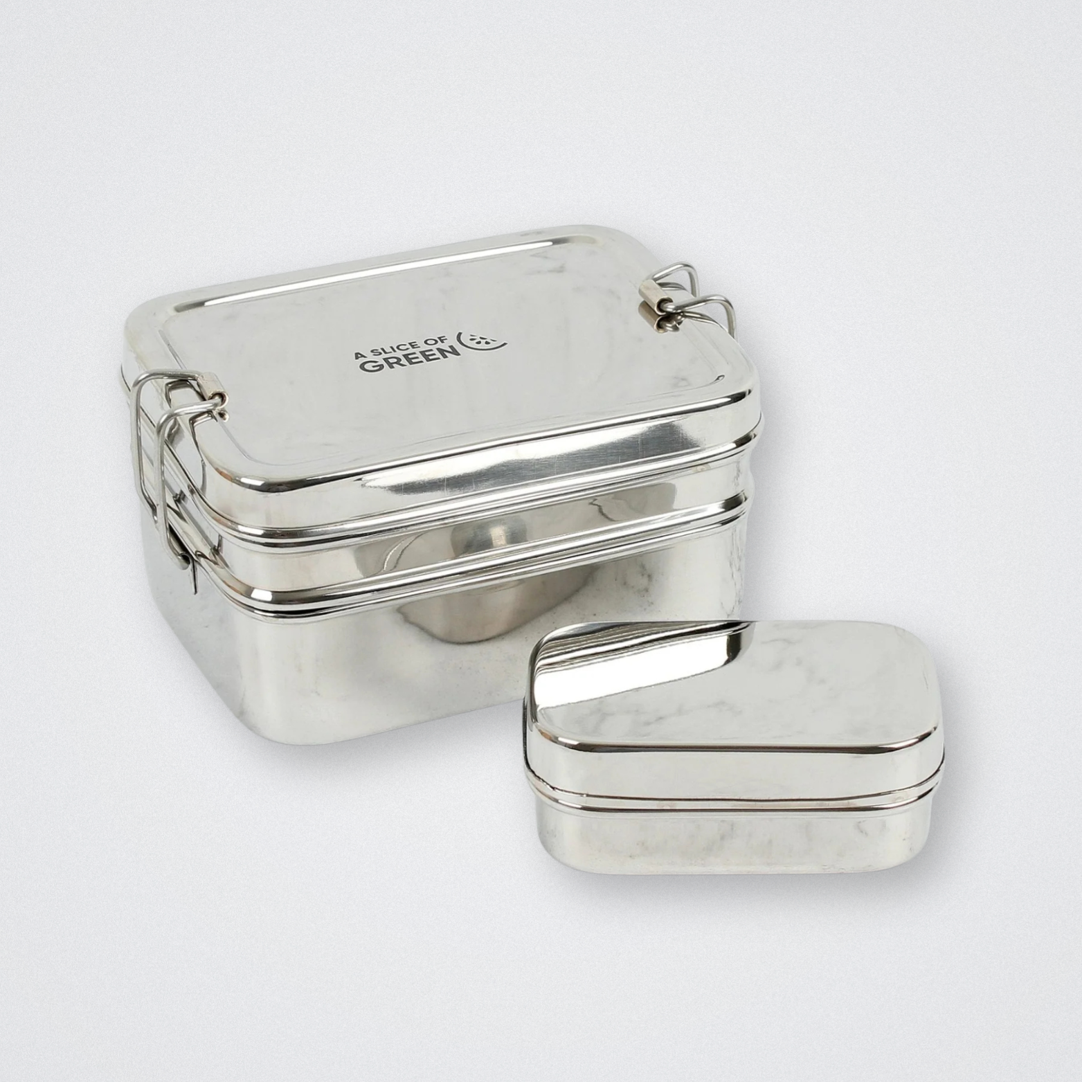 Stainless Steel Two Tier Lunch Box Panna A slice of green recyclable plastic free eco friendly food container