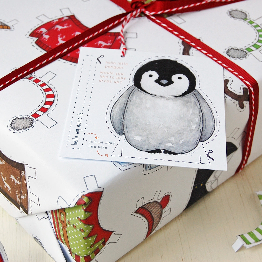 Dress Up A Penguin Christmas Wrapping Paper Set