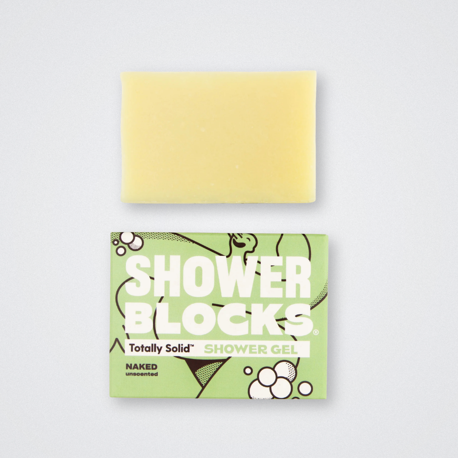 Shower Blocks - Naked Unscented Fragrance Free Solid Shower Gel Plastics Free Eco Friendly Soap bar