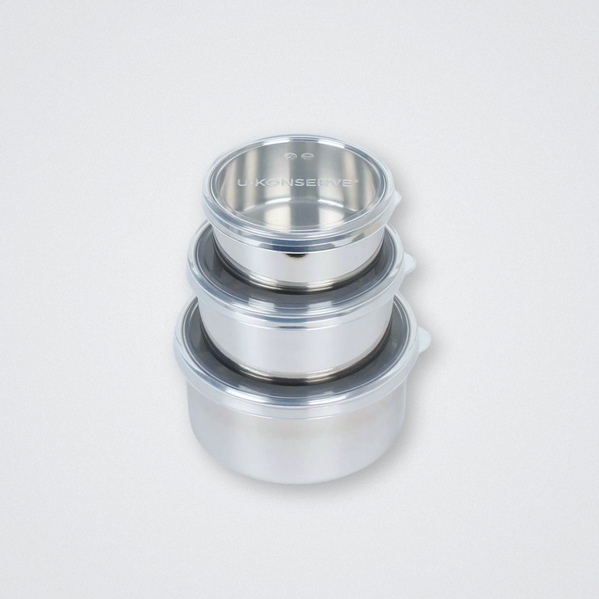 Nesting Round u-konserve stainless steel tin food containers with silicone lid stackable compact plastic free eco friendly sustainable tiffin