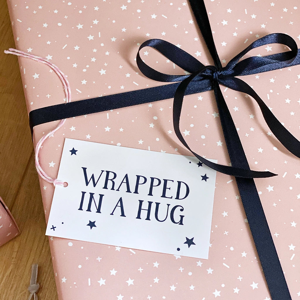 Wrapped in A Hug Pink Recyclable Wrapping Paper Set Christmas Pink White Recyclable Eco-friendly
