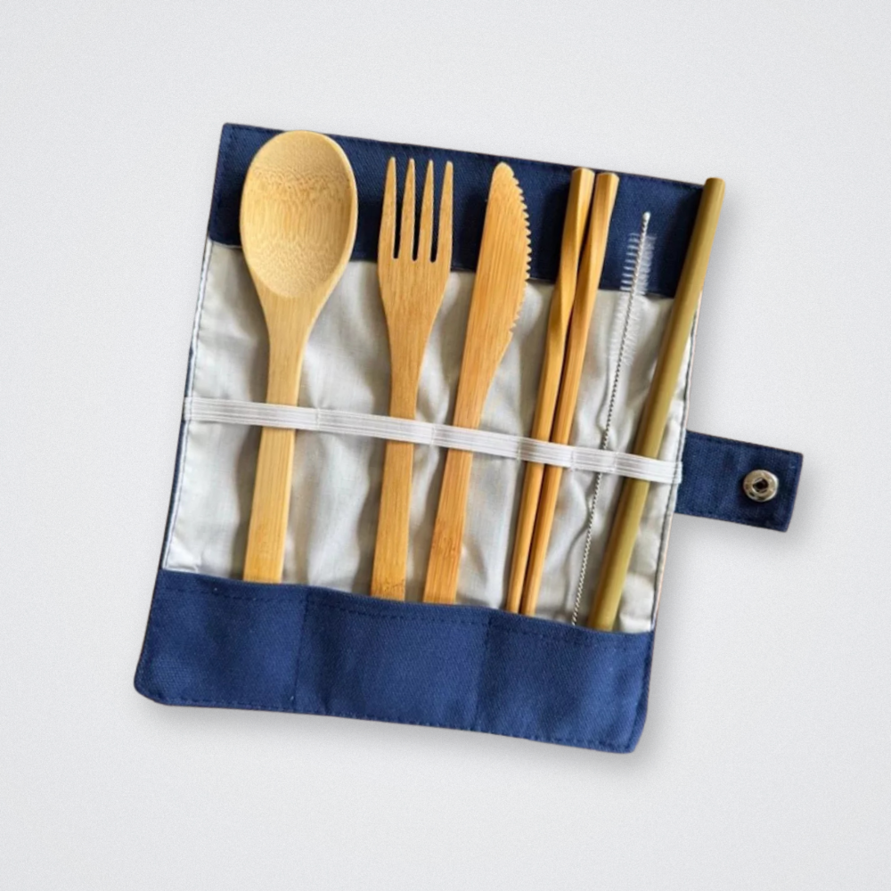 cutlery travel set pouch bamboo plastic free eco friendly &keep sustainable