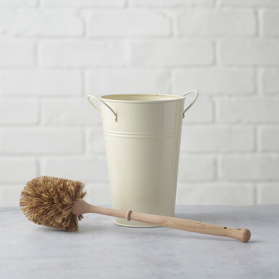Natural Toilet brush with Holder set cream steel plastic free eco friendly eco living