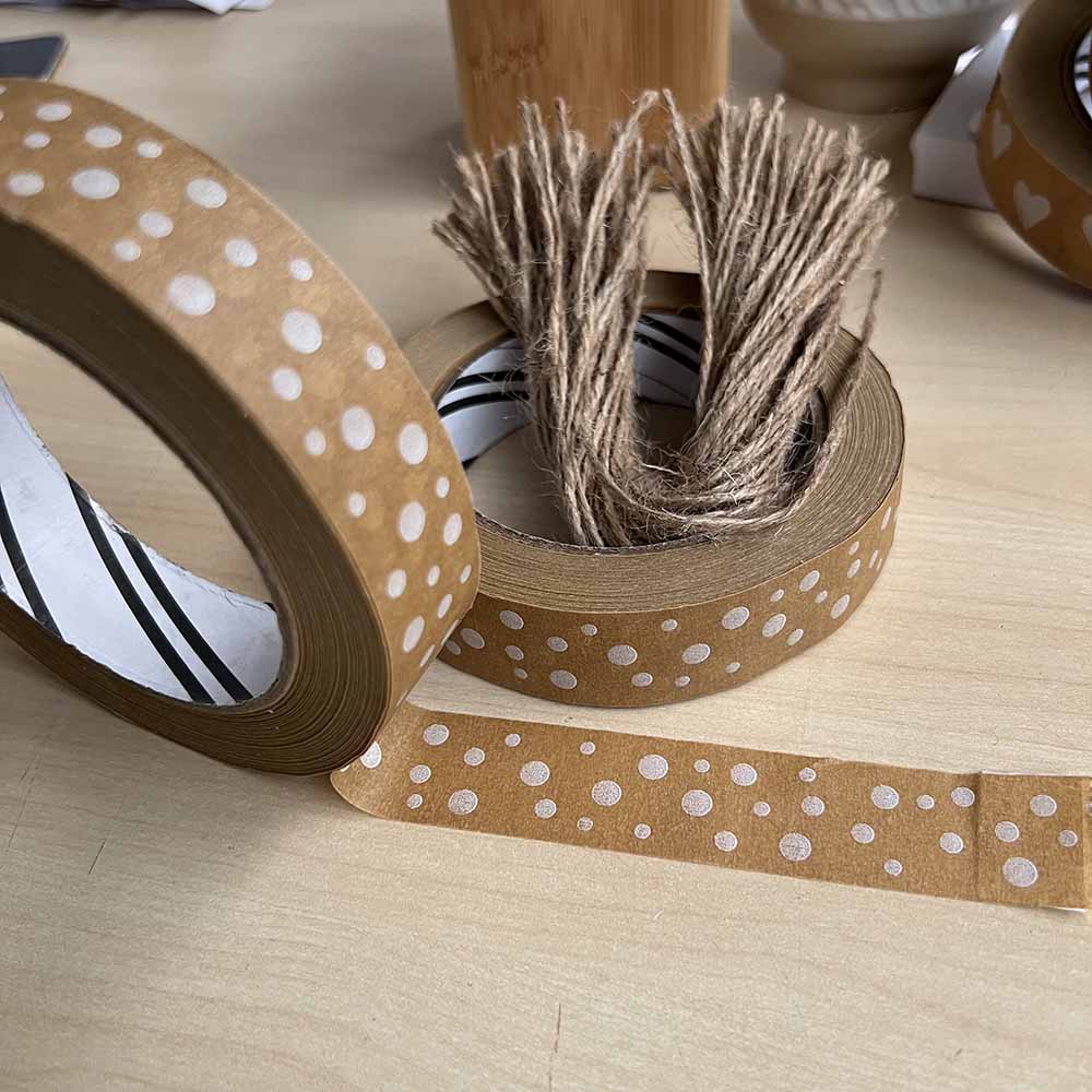 Kraft Paper Tape Biodegradable Plastic Free Polka Dot Patterned