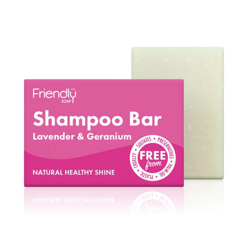 Friendly shampoo Lavender and Geranium Shampoo Bar sulfate free plastic free palm oil free vegan natural 