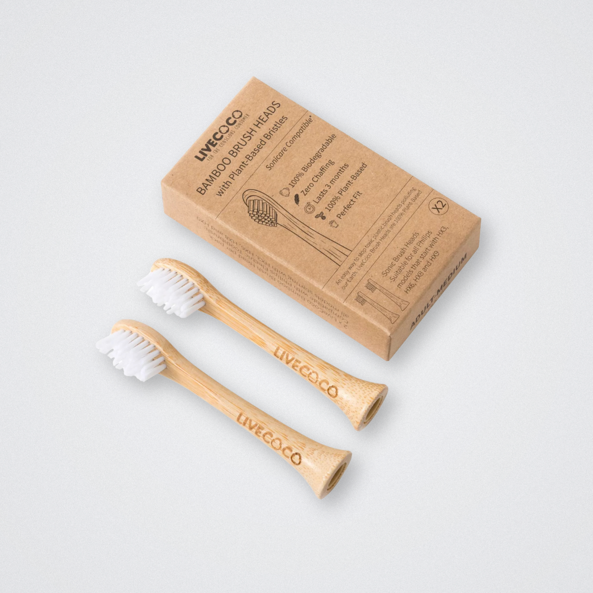 Live Coco Plastic free bamboo Philips sonicare toothbrush head replacement compatible eco friendly