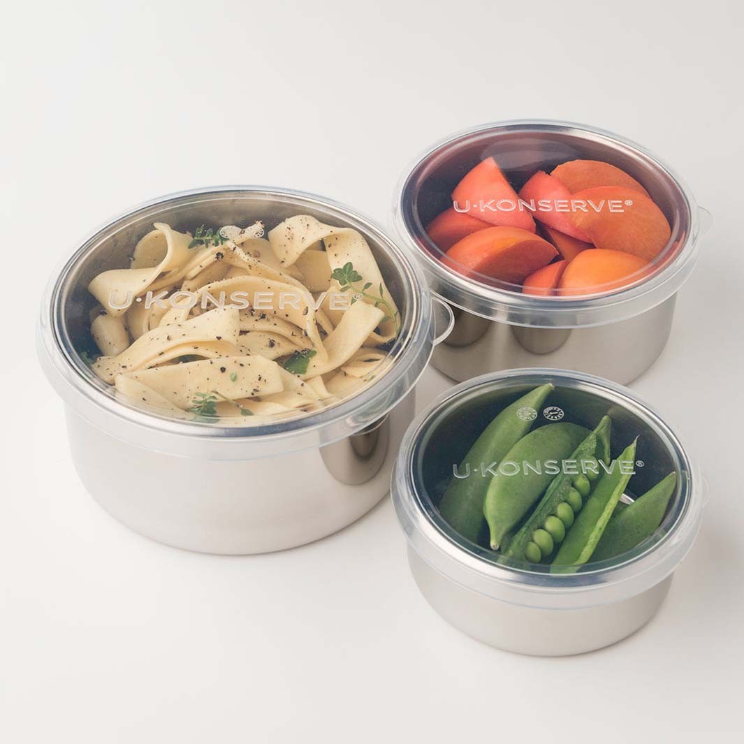 Nesting Round Containers with Silicone Lids – Set of 3 (Clear or Multicolour)