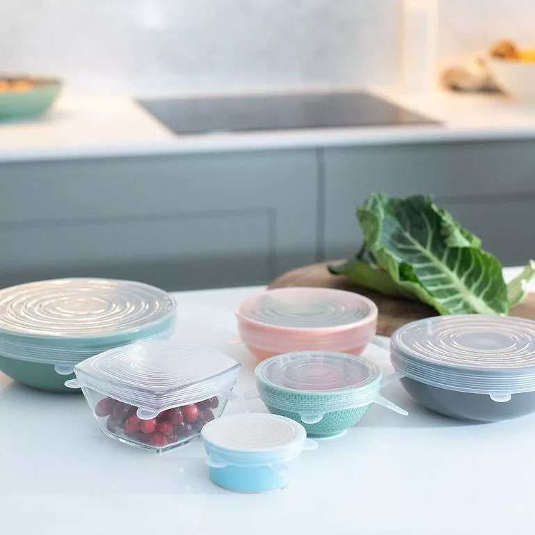 Re:gn reusable silicone lids plastic free eco friendly set of 6 food container lids storage