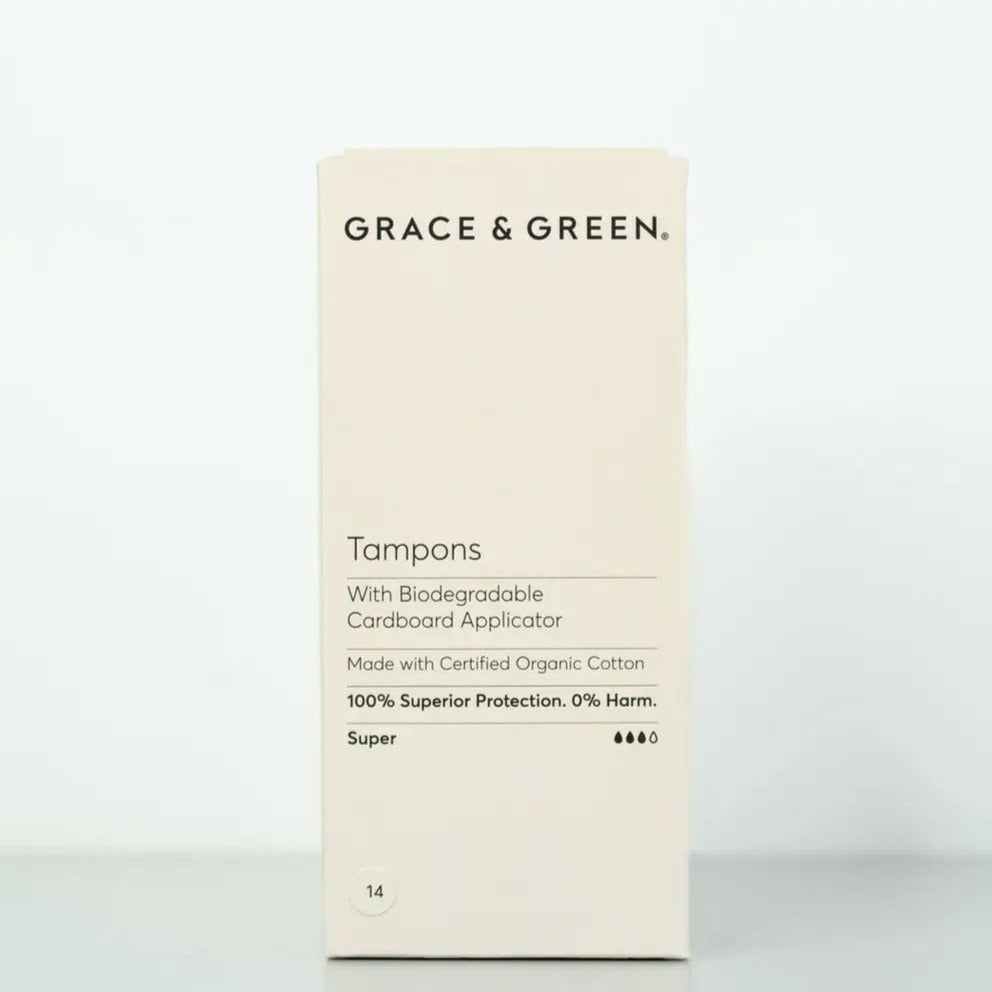 Grace and Green Eco Friendly Tampons Plastic Free Organic Cotton Natural - Super Grace and Green