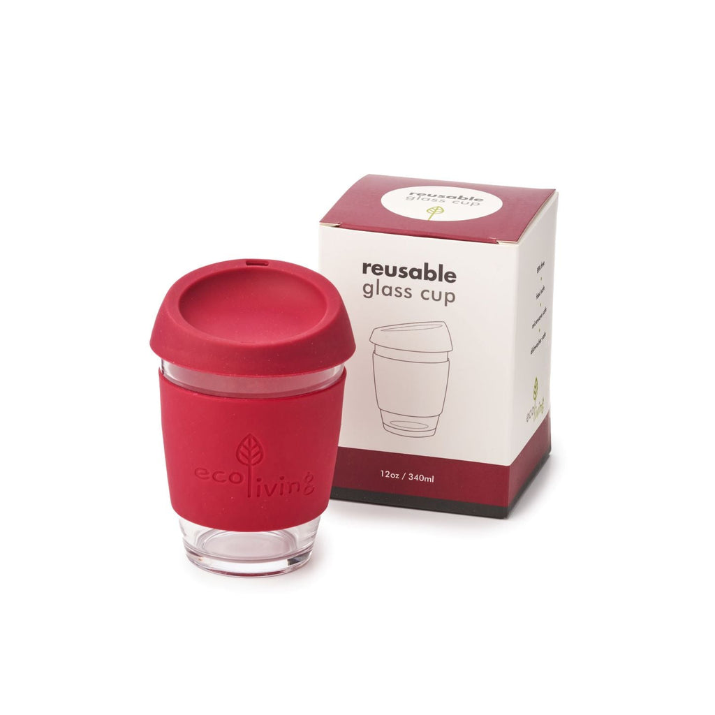Reusable Glass Cup Eco Living Plastic Free Red