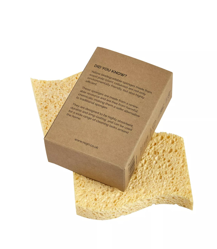 Biodegradable Kitchen Sponges Pack of 2 Eco Friendly Plastic Free Cellulose Re:gn