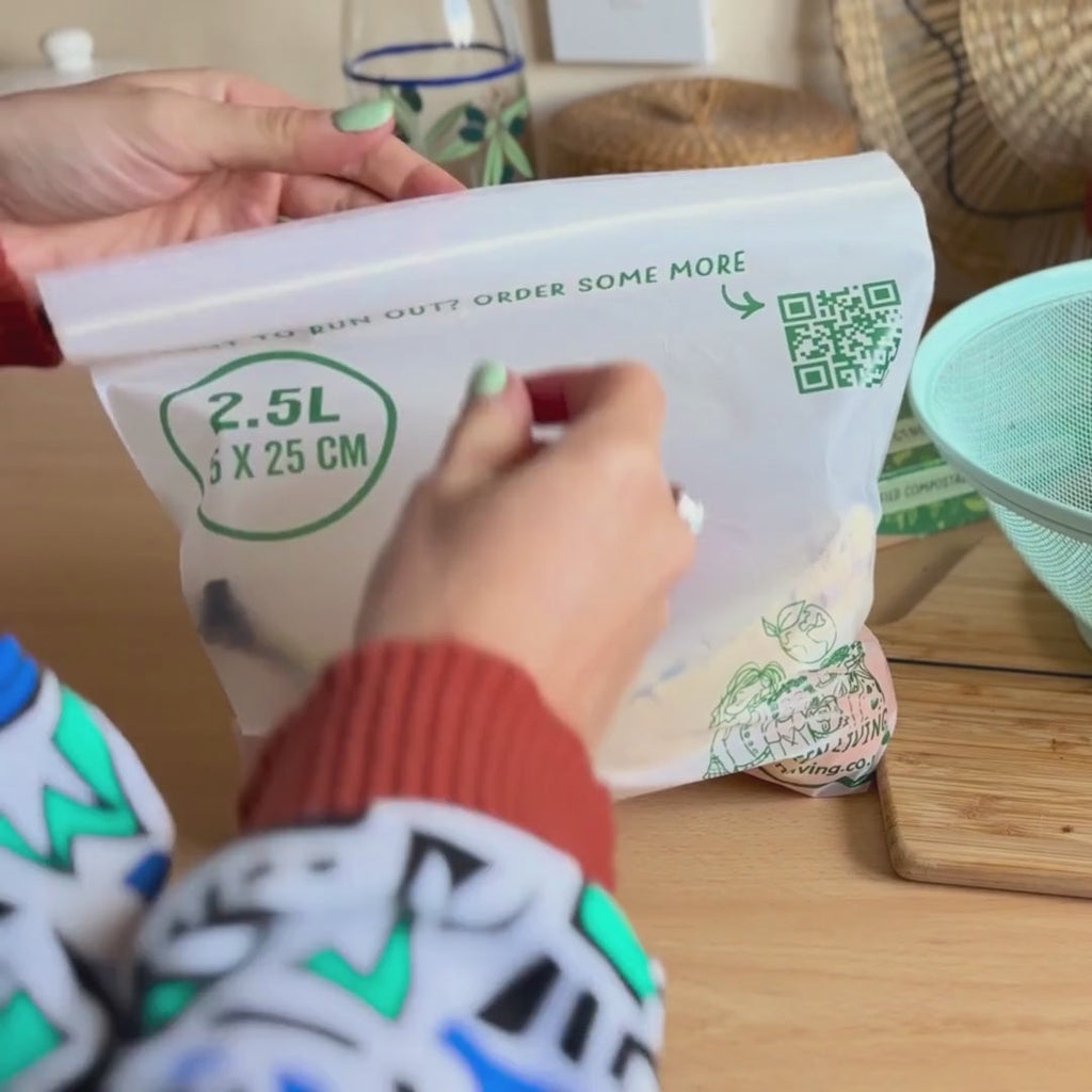 Compostable Resealable Zip Lock Bags Large 25 litre 15 bags eco green living eco friendly plastic free
