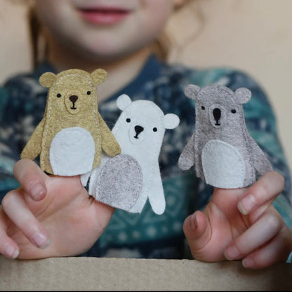 Make your own bear finger puppets craft Clara and macy eco friendly plastic free winter Christmas gift kids 