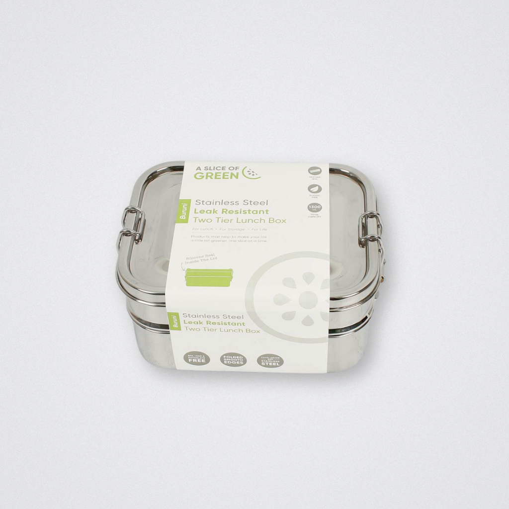 Stainless Steel Lunch Box 2 Two Tier Plastic Free Eco friendly sustainable a slice of green tiffin tin
