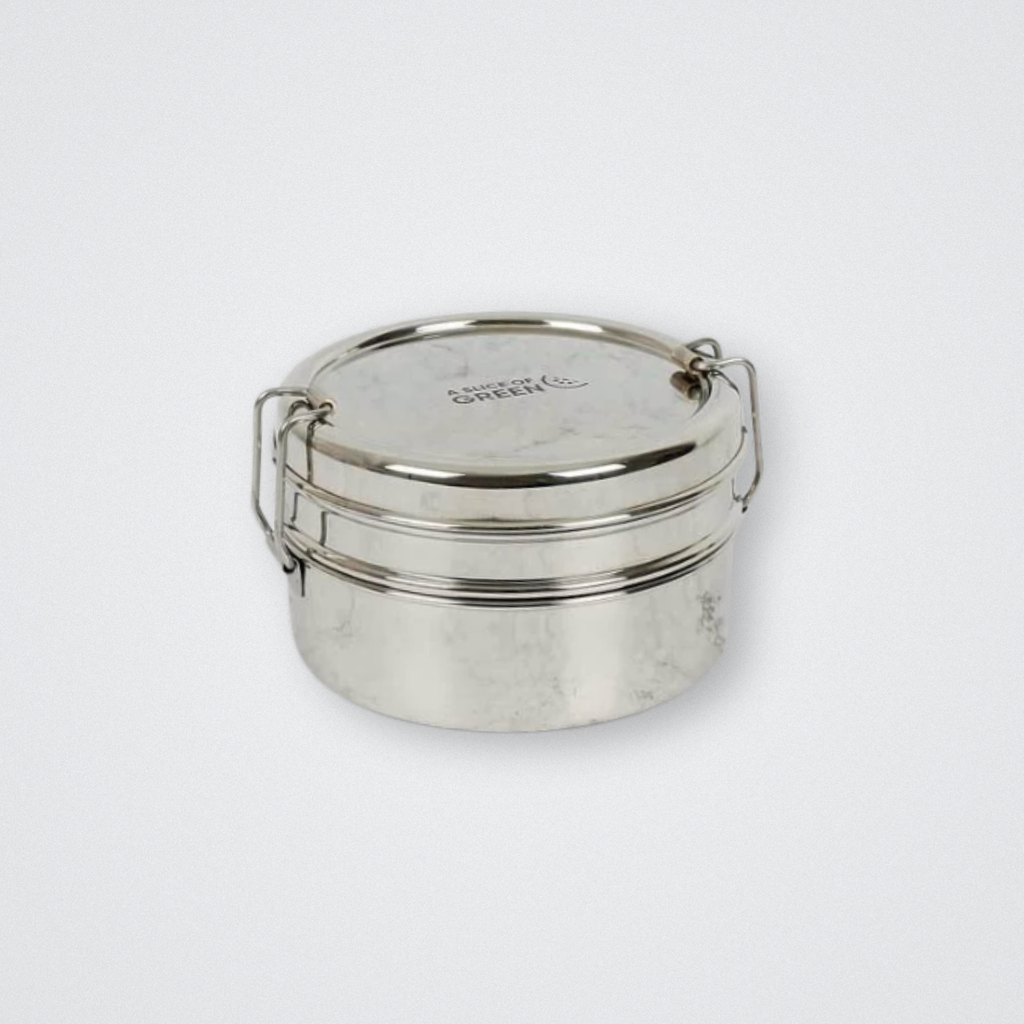lunch box food container chapra a slice of green 2 tier stainless steel plastic free eco friendly