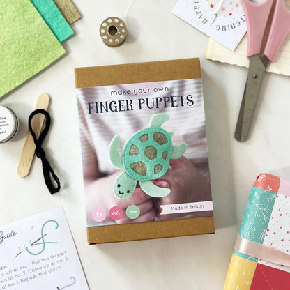 Sea Turtle Finger Puppet Craft Kit Clara and Macy Plastic Free Eco Friendly Make your Own Gift for Kids