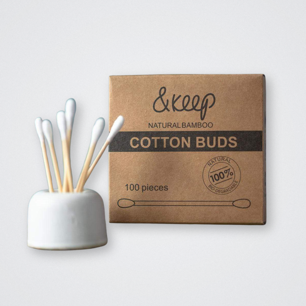 &keep cotton buds natural bamboo 100 pack plastic free eco friendly biodegradable plastics free