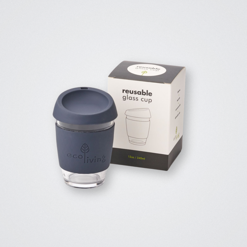 Reusable Glass Cup Eco Living Plastic Free Coffee Cup Eco friendly Dark Grey