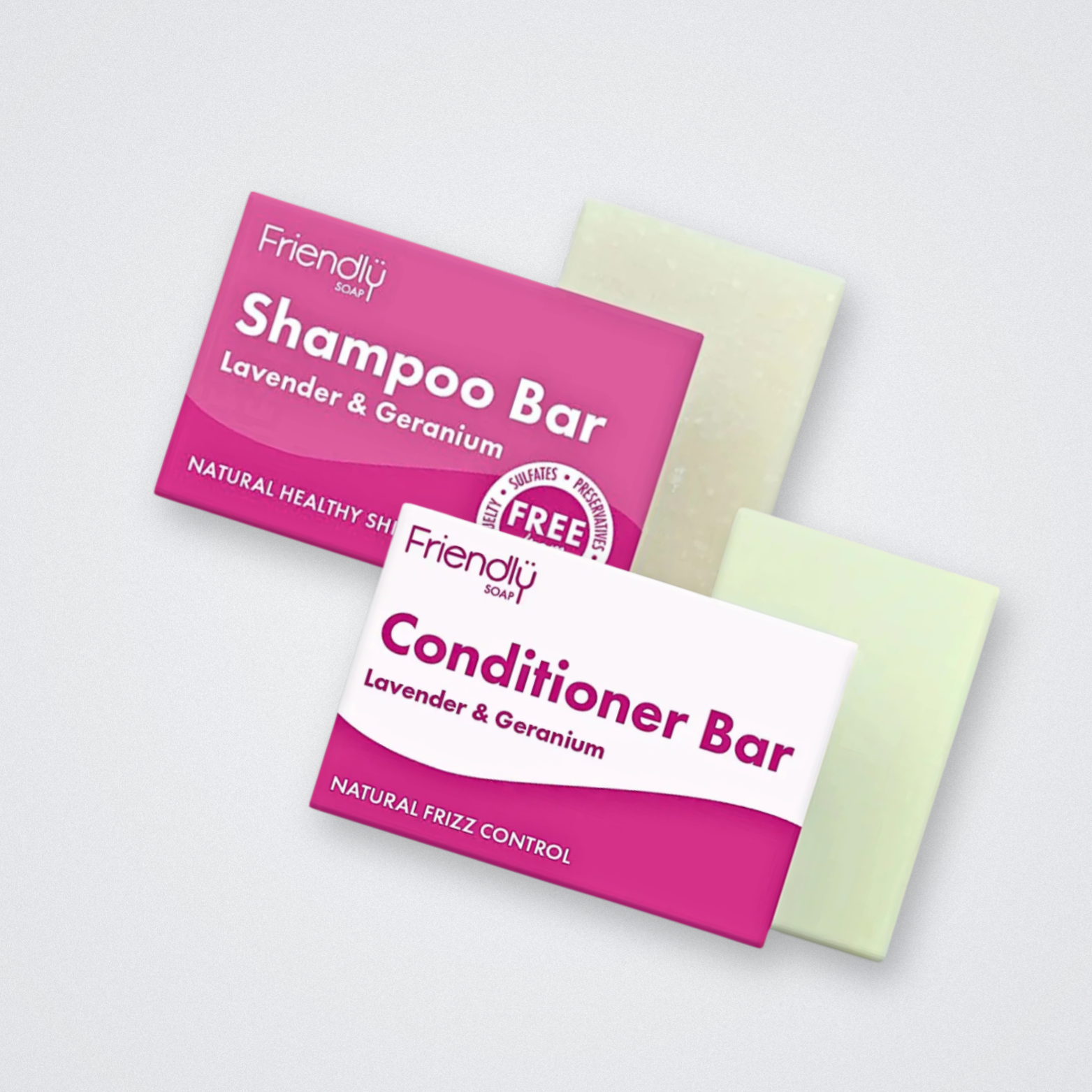 Friendly Soap Shampoo and Conditioner Bar Lavender and Geranium, Plastic Free, Preservative free, sulfate free sulphate free, natural ingredients only