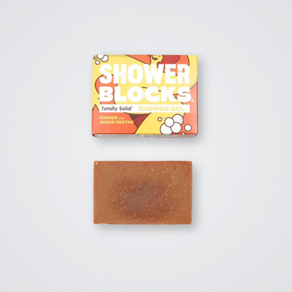 Shower Blocks Solid Shower Gel Bar Ginger and Agave Nectar Plastic Free Eco Friendly 