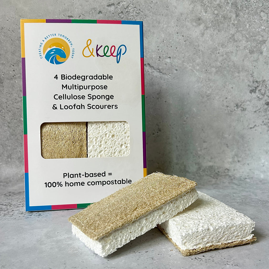 Pack of 4 Sisal Plastic Free Vegan Natural Kitchen Sponge Scourer &keep Washing up