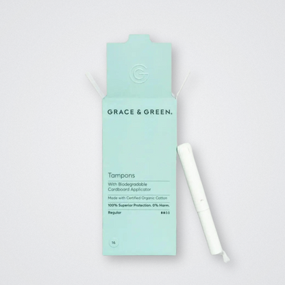 Grace and Green Eco Friendly Tampons Plastic Free Organic Cotton Natural - Regular Grace and Green