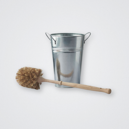 Natural Toilet brush with Holder set silver steel plastic free eco friendly eco living