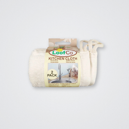 Loofco Kitchen Cloth Terry Cotton 2 Pack Natural Plastic Free