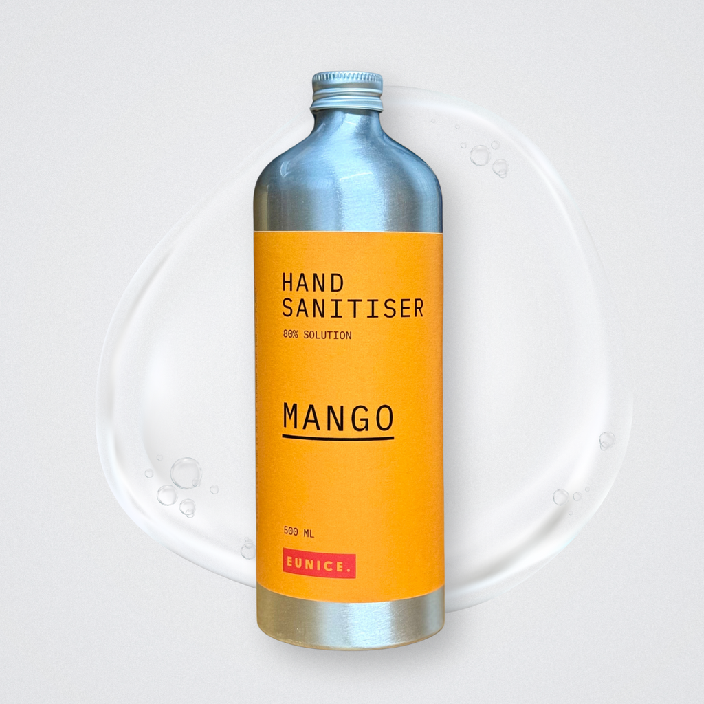 Plastic-free Eco friendly Mango Scent Hand sanitiser Liquid 500ml Refill Plastics free 80% Alcohol WHO approved