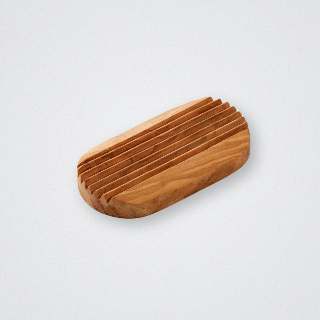 Olive Wood Natural Soap Dish with Grooves Eco Living Natural Plastic Free Eco Friendly
