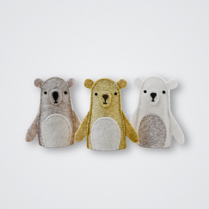 Make your own bear finger puppets craft Clara and macy eco friendly plastic free winter Christmas gift kids 