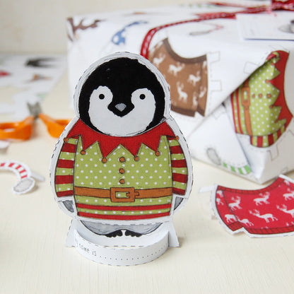 Dress Up A Penguin Christmas Wrapping Paper Set
