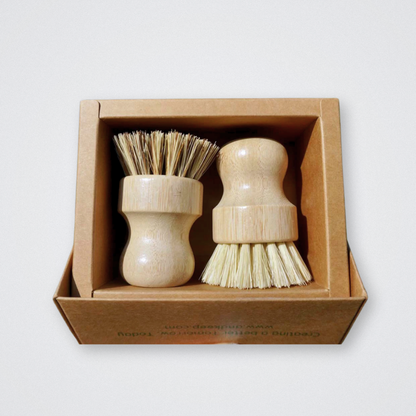 Kitchen Pot Brush Natural Bamboo Eco friendly biodegradable Sisal Brush stiff and medium