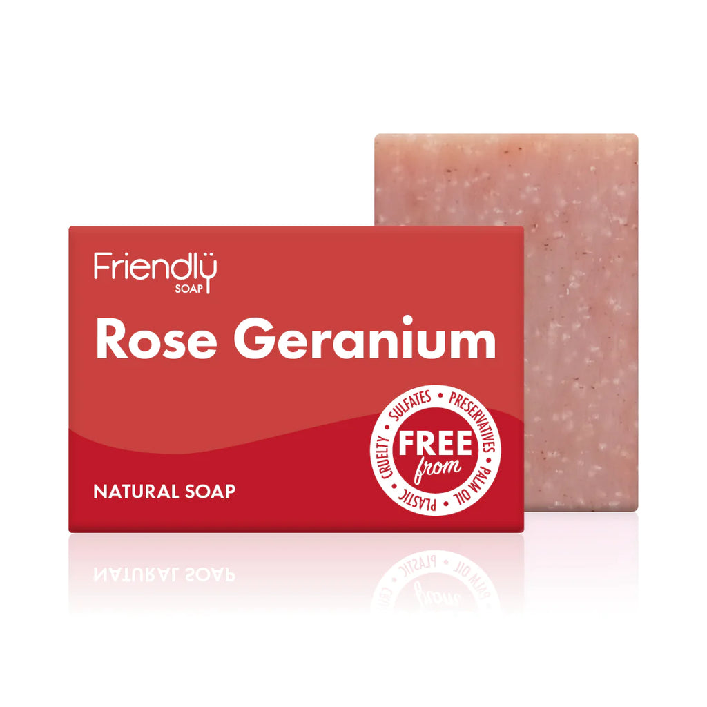 friendly vegan soap bar rose geranium handmade plastic free eco friendly palm oil free sulfate free
