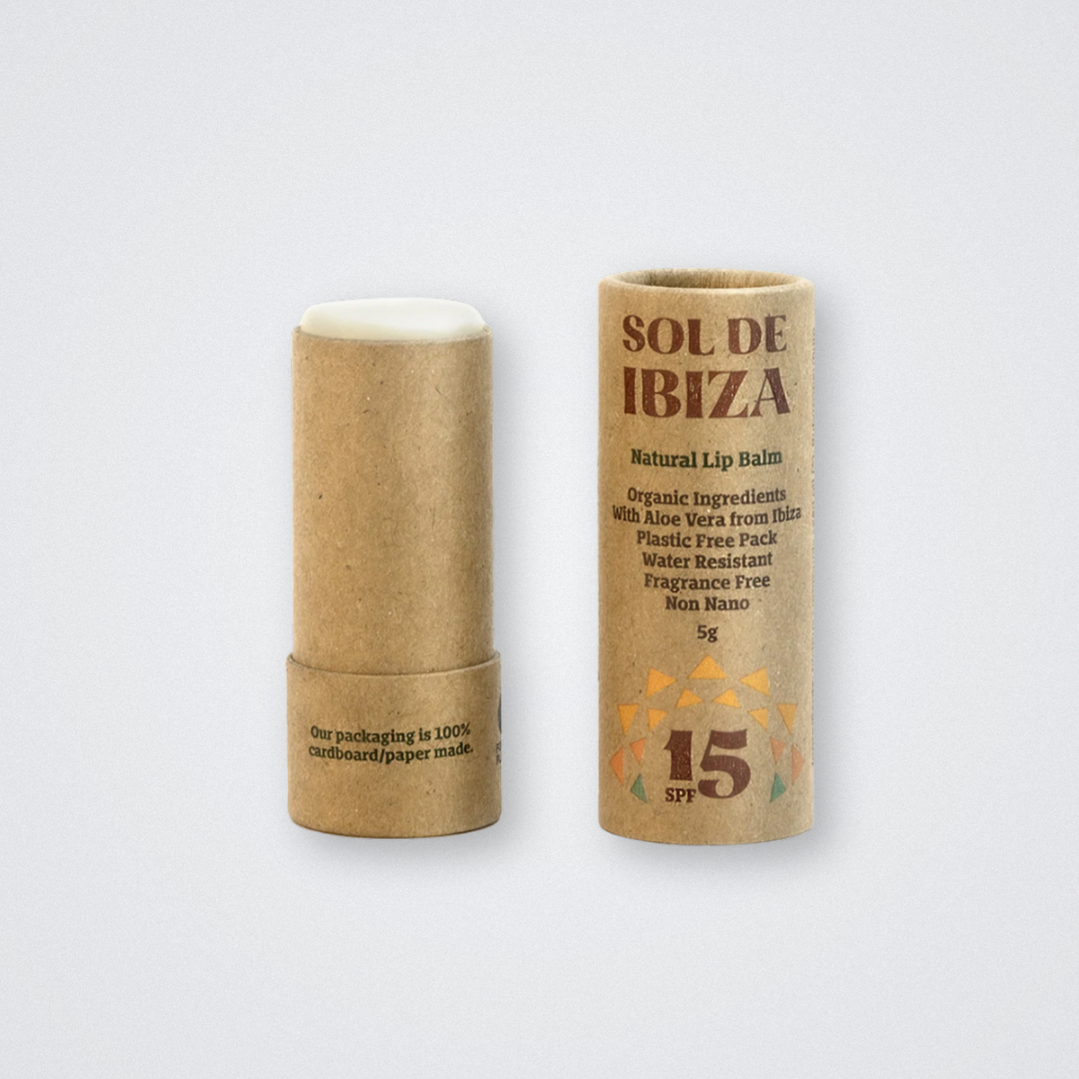 Sol De Ibiza Plastic Free Lip Balm with Sun screen SPF 15 eco friendly organic fragrance free natural 