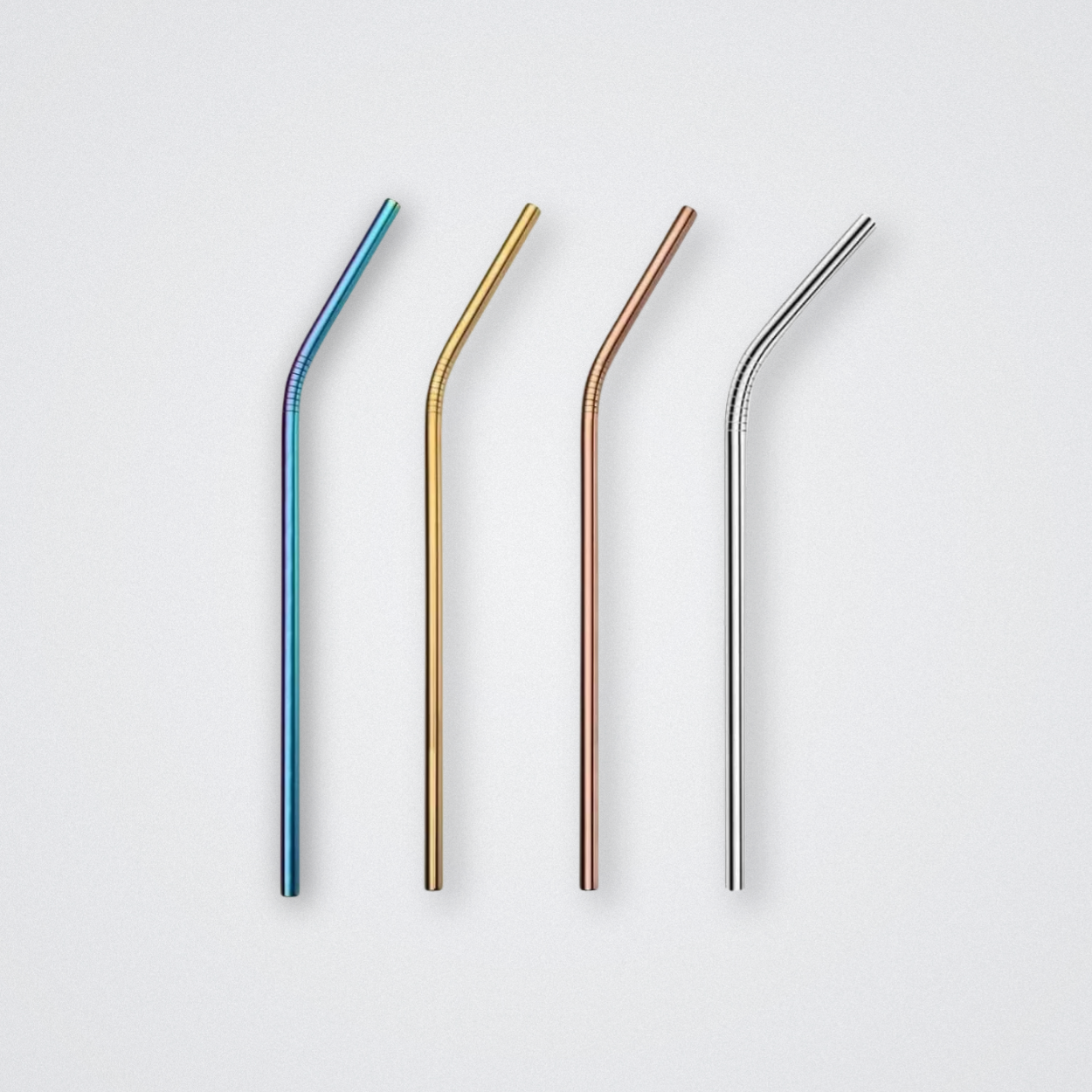 Stainless Steel Straws Plastic Free Rose Gold Rainbow Silver Gold