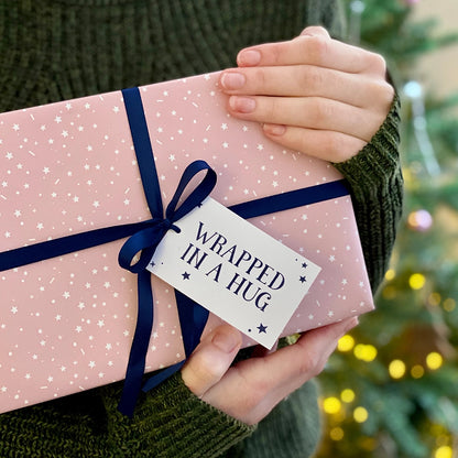 Wrapped in A Hug Pink Recyclable Wrapping Paper Set Christmas Pink White Recyclable Eco-friendly