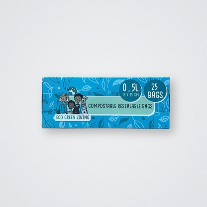 Compostable Resealable Zip Lock Bags Large 0.5 litre 25 bags eco green living eco friendly plastic free