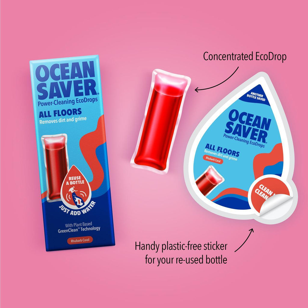 Ocean Saver All Floors Floor Cleaner Rhubarb Coral Ecodrop Eco friendly Plastic Free Refill Pod