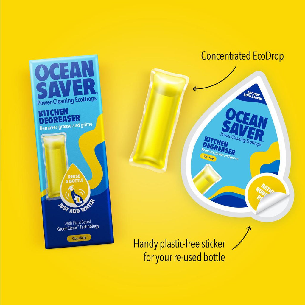 Ocean Saver Kitchen Degreaser Cleaning Ecodrop plastic free eco friendly refill pod