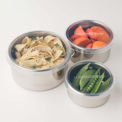 Nesting Round Containers with Silicone Lids – Set of 3 (Clear or Multicolour)