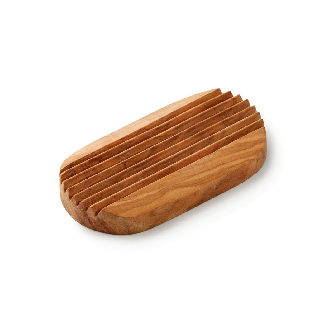 Olive Wood Natural Soap Dish with Grooves Eco Living Natural Plastic Free Eco Friendly