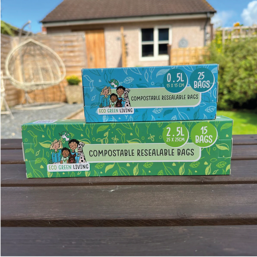Compostable Resealable Zip Lock Bags Large 25 litre 15 bags eco green living eco friendly plastic free
